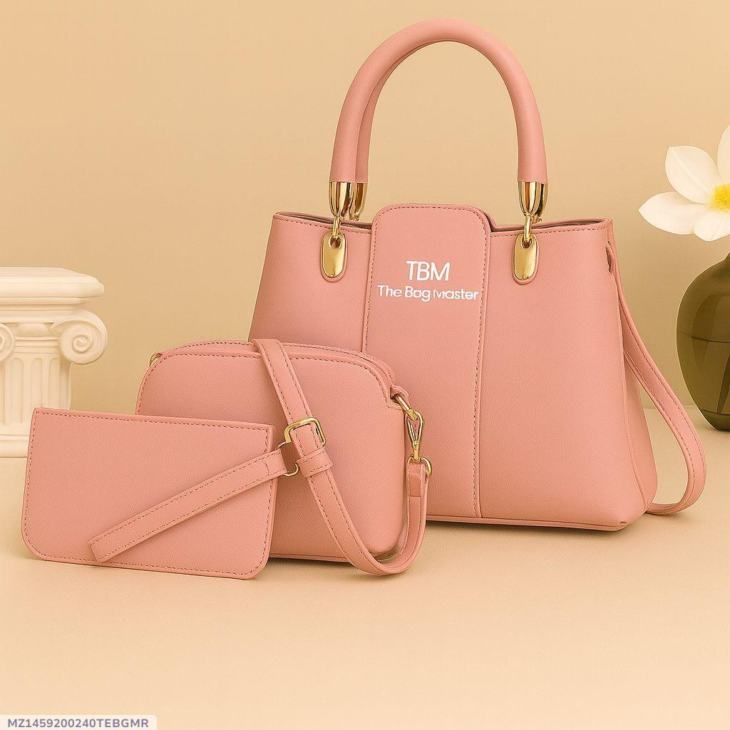 3-Piece Handbag Set with Gold Hardware