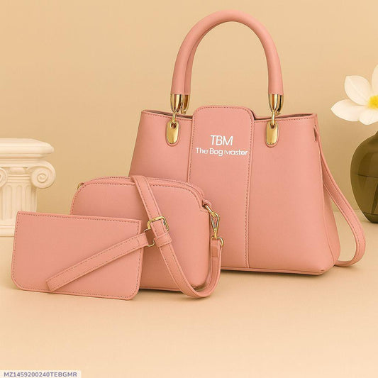 3-Piece Handbag Set with Gold Hardware